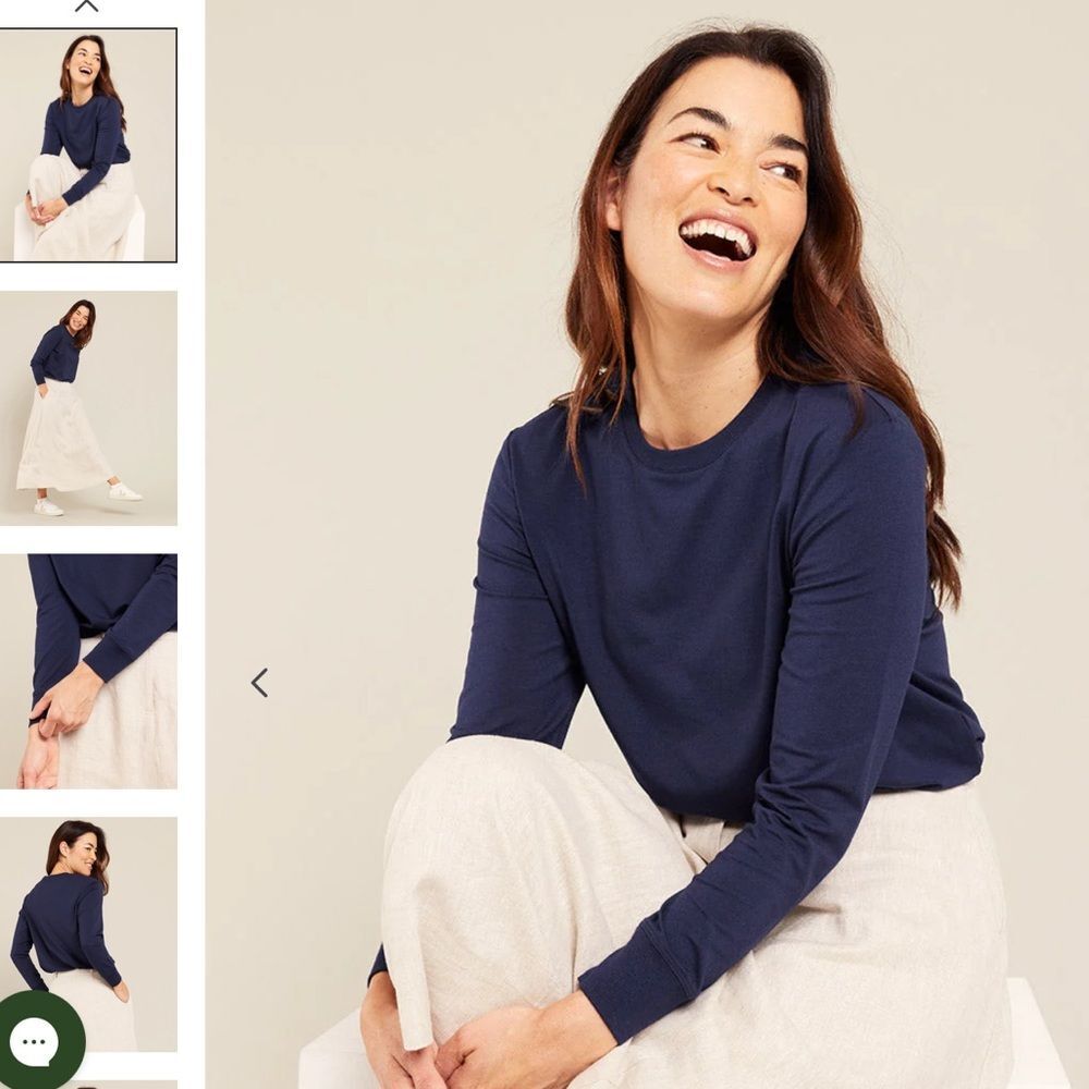 Boody Long sleeve Everyday Bamboo crew tee Shirt Navy Blue